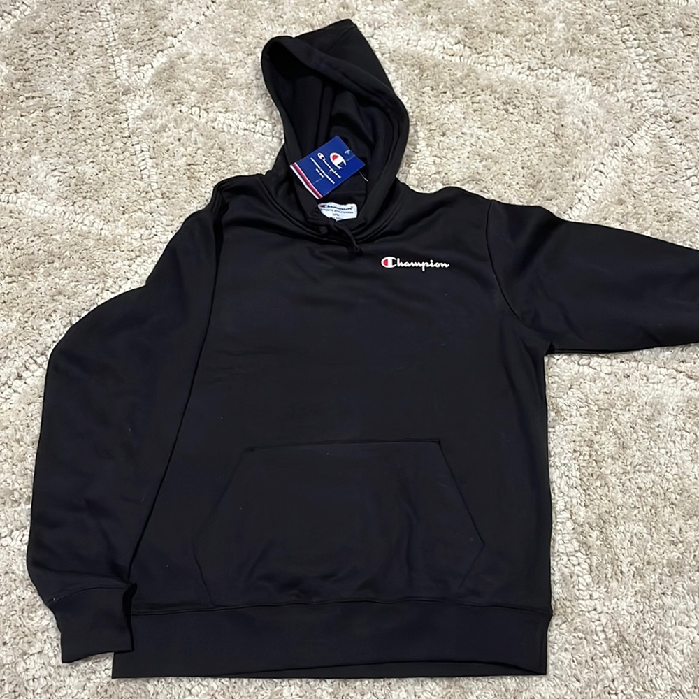 Black hooded sweatshirt by Champion